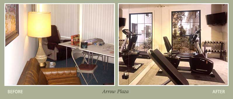 Before and after photos of Arrow Plaza property