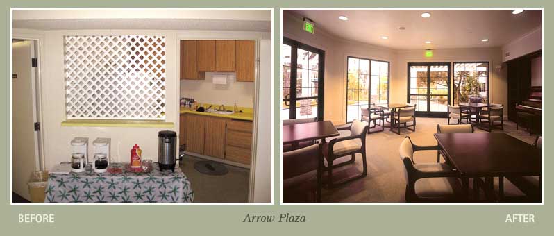 Before and after photos of Arrow Plaza property
