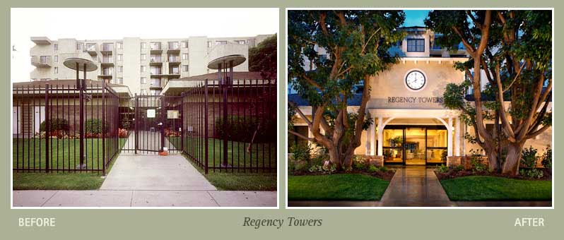 Before and after photos of Regency Towers