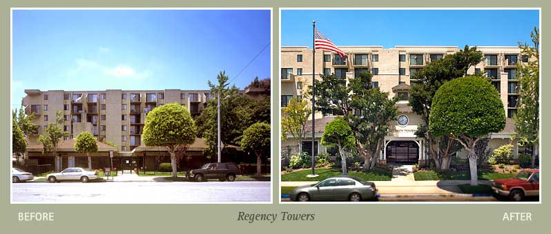 Before and after photos of Regency Towers