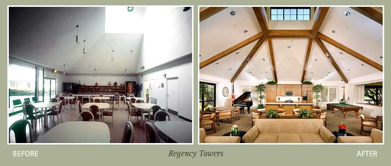 Before and after photos of Regency Towers
