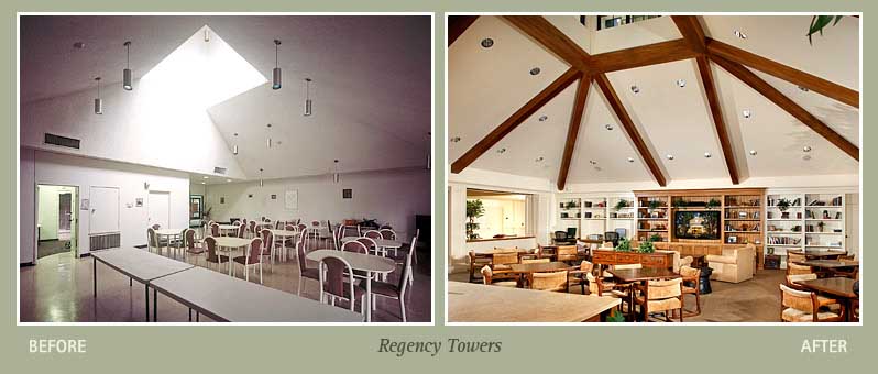 Before and after photos of Regency Towers