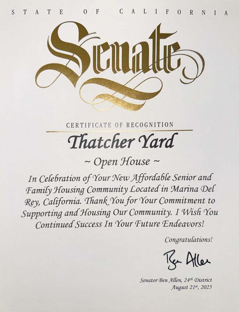 State of California Senate Certificate of Recognition 2025 Thatcher Yard