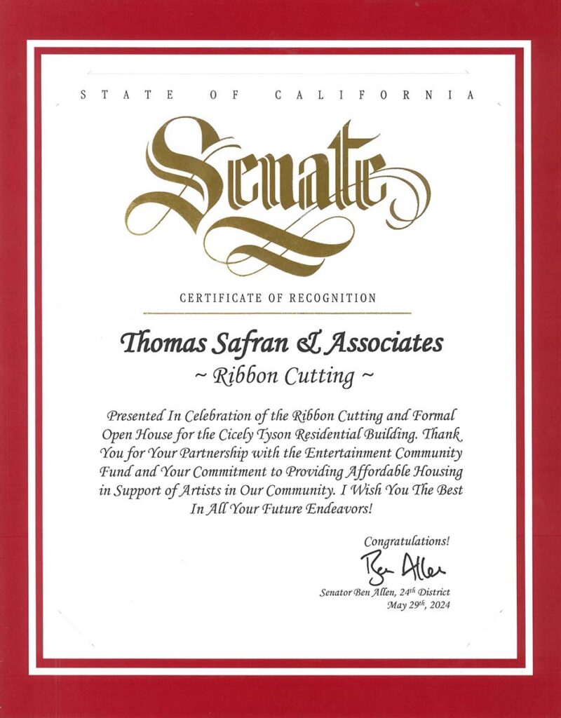State of California Senate Certificate of Recognition 2024 Hollywood Arts Collective