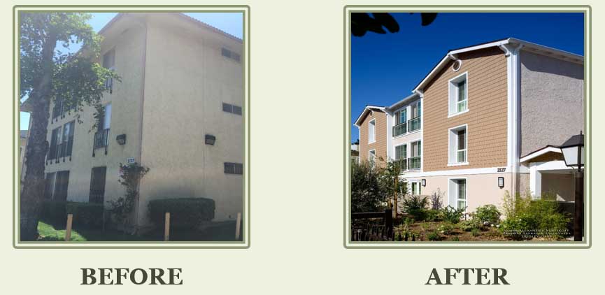 Before and after photos of Dudley Oaks property