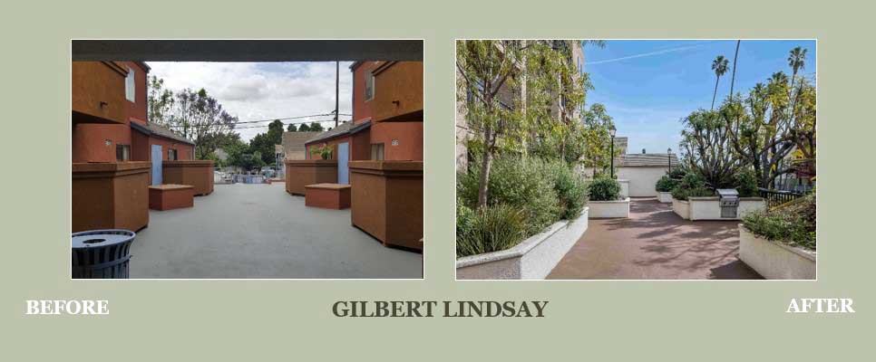Before and after photos of Gilbert Lindsay property