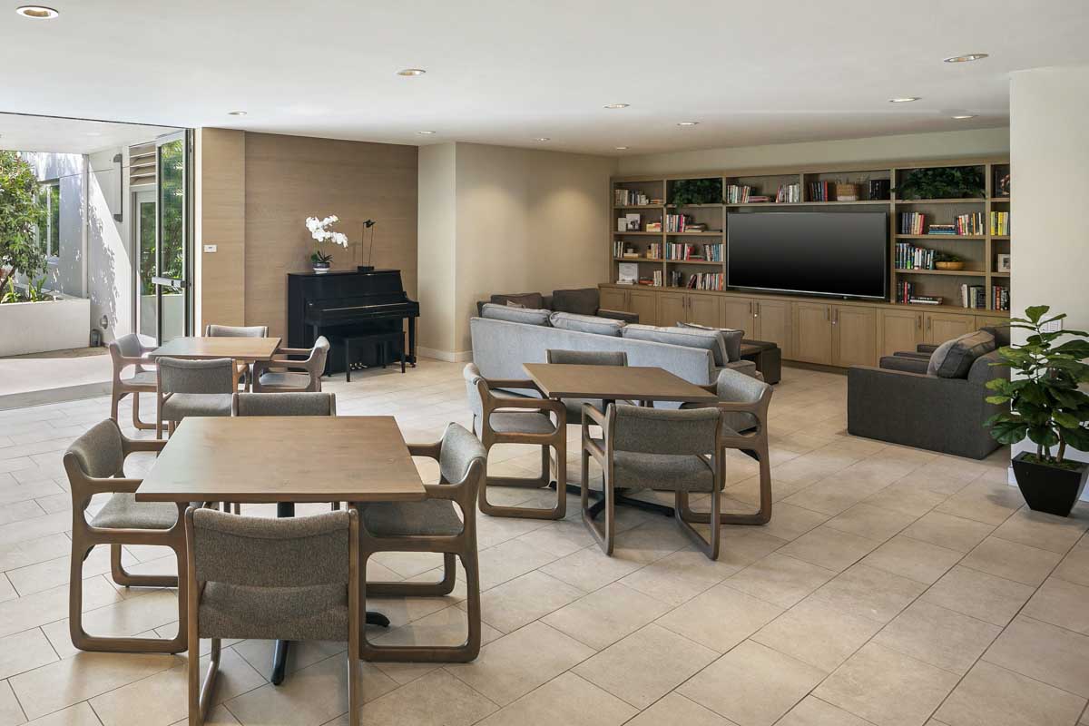 Interior common area of Ariadne Getty Senior Housing property
