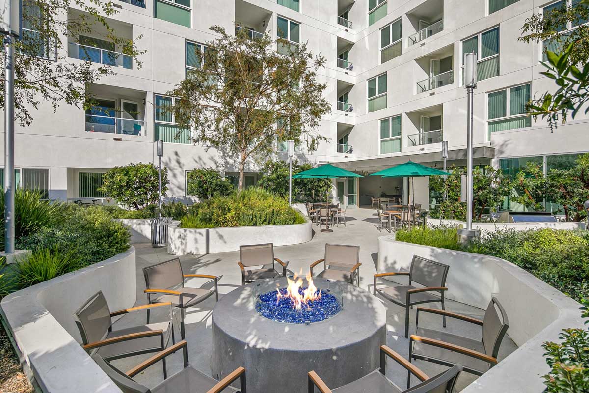 Exterior common area of Ariadne Getty Senior Housing property