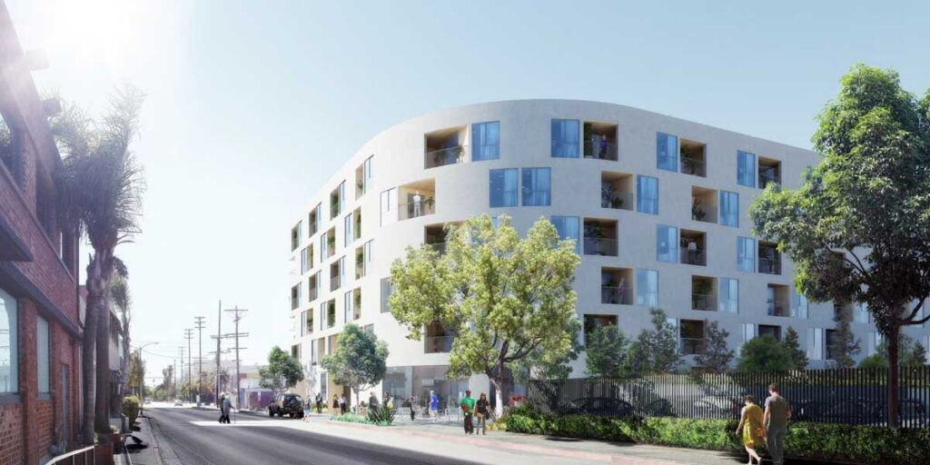 Exterior of Ariadne Getty Senior Housing property